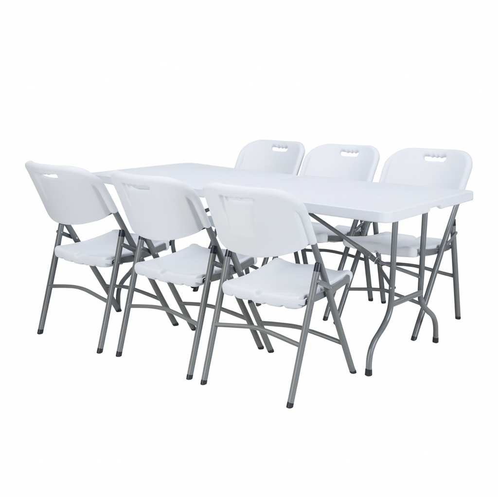 Mesas plegables de plástico blancas para eventos, hogar y negocio