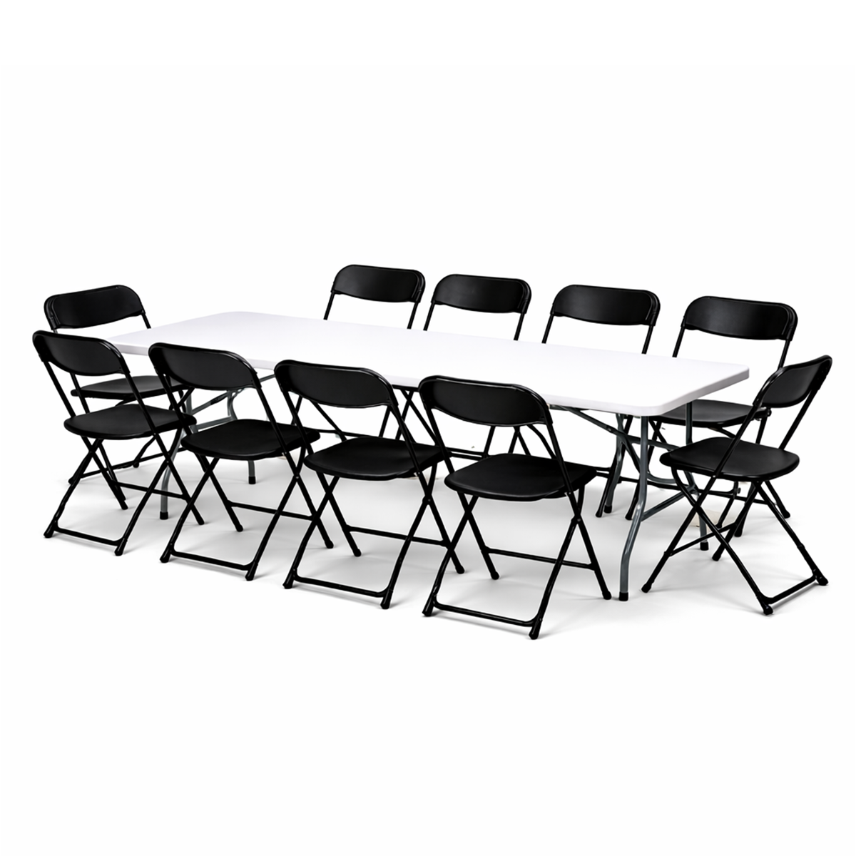 Paquete 10 Sillas Plegables Negras Plástico Resistentes