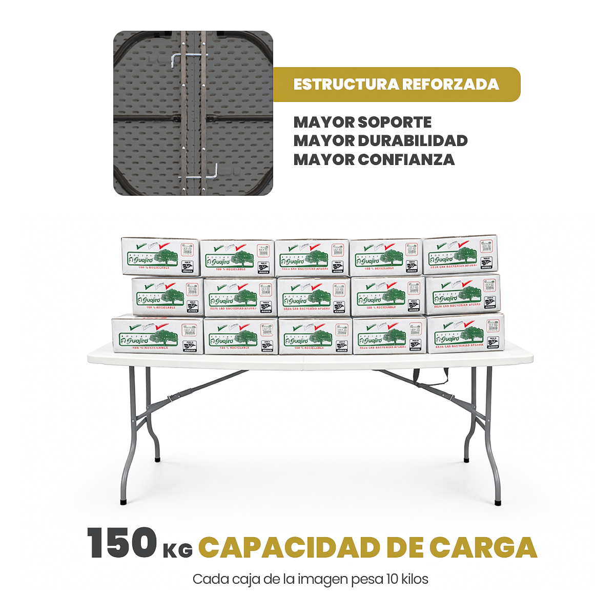 Mesa Plegable Portátil 1.80m Blanco Plástico Rectangular para Jardín y Eventos