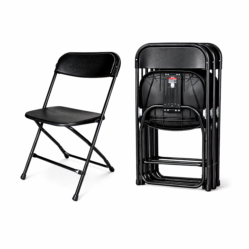Paquete 4 Sillas Plegables Negras Plástico Resistentes