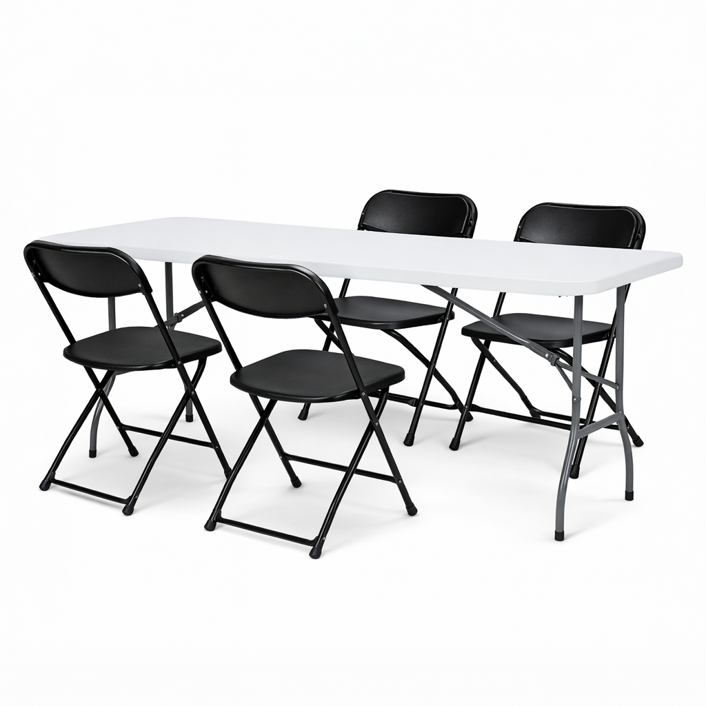 Paquete 4 Sillas Plegables Negras Plástico Resistentes