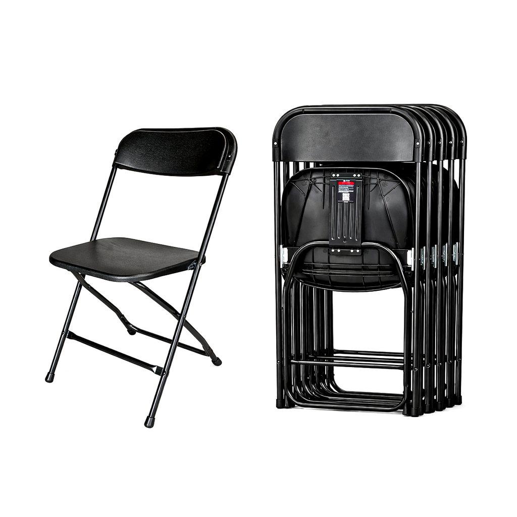 Paquete 6 Sillas Plegables Negras Plástico Resistentes