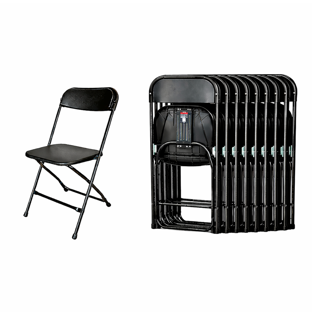 Paquete 10 Sillas Plegables Negras Plástico Resistentes