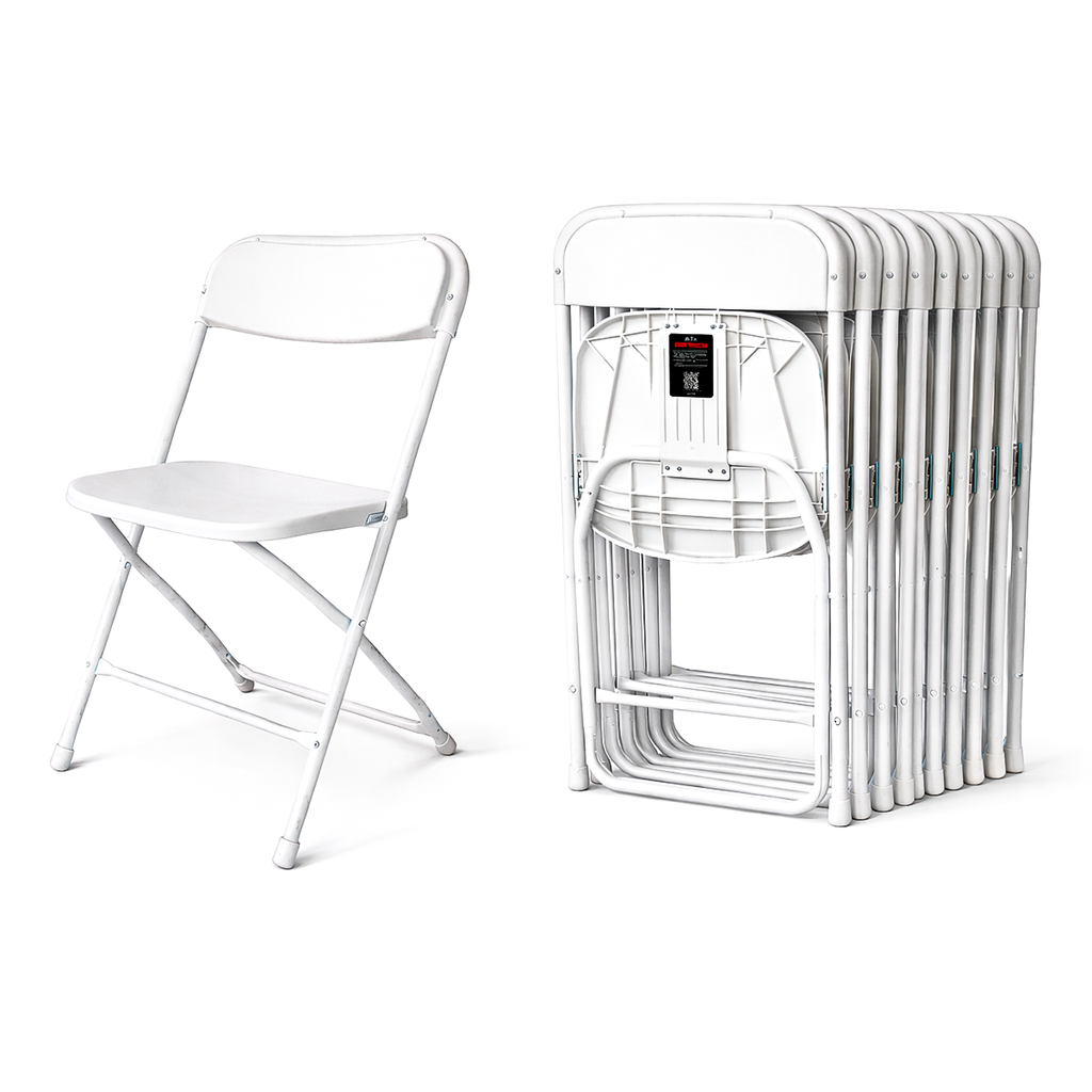 Paquete 10 Sillas Plegables Blancas Plástico Resistentes