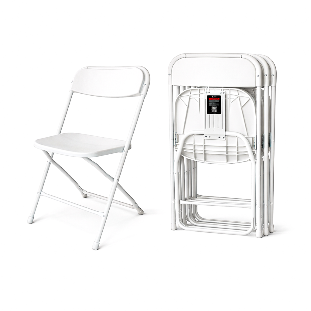 Paquete 4 Sillas Plegables Blancas Plástico Resistentes