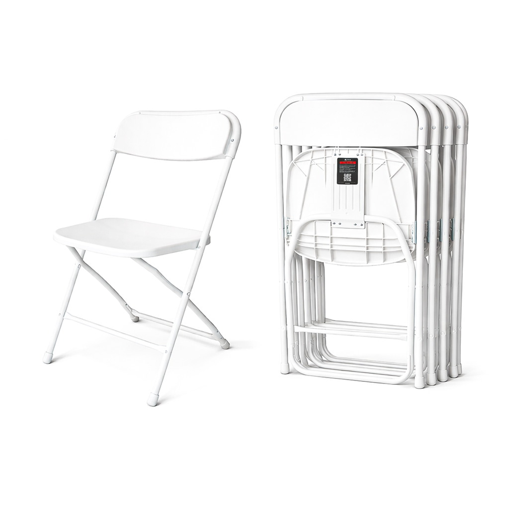Paquete 6 Sillas Plegables Blancas Plástico Resistentes