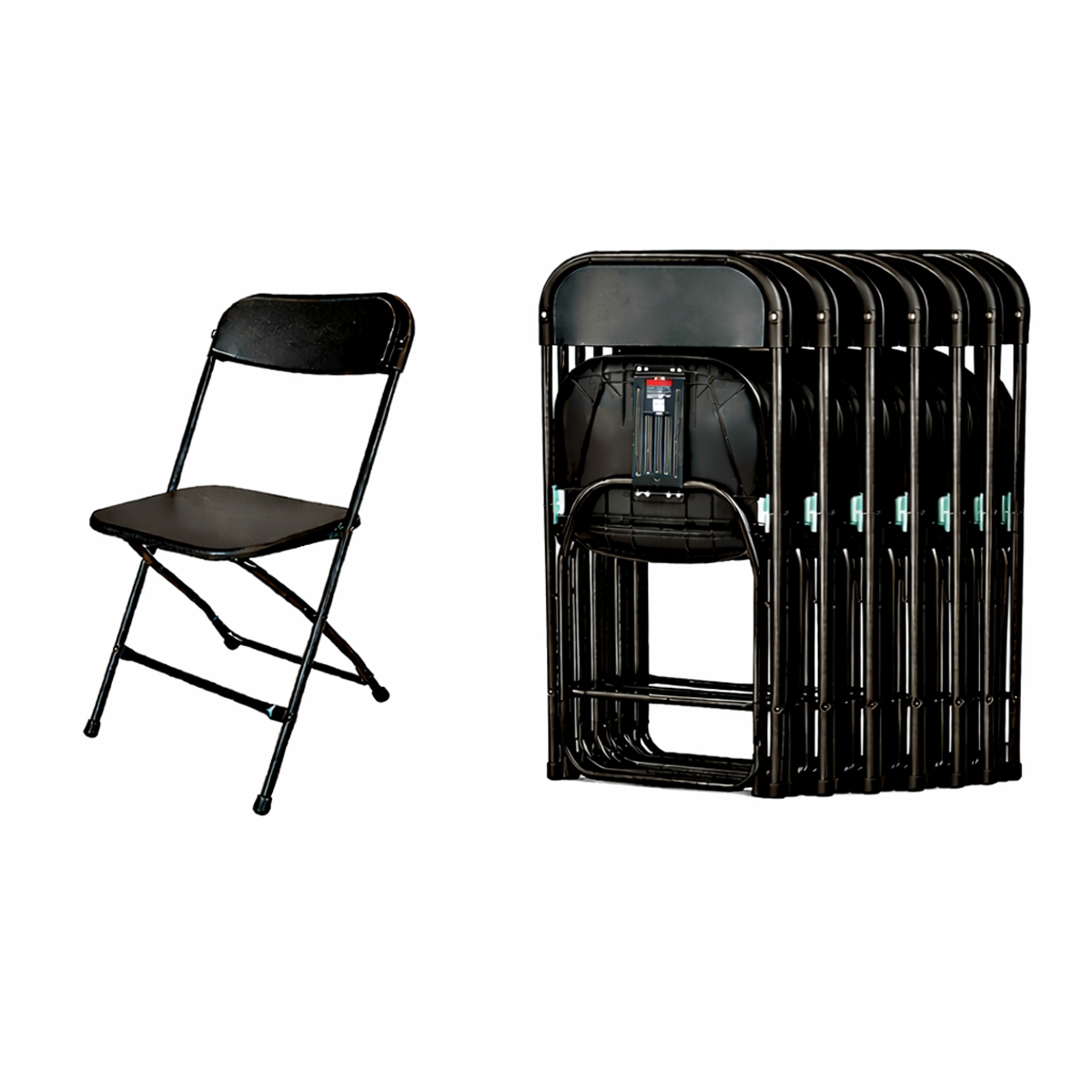Paquete 8 Sillas Plegables Negras Plástico Resistentes