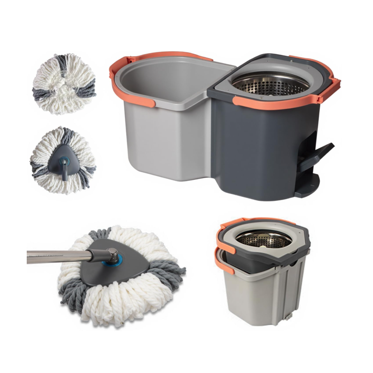 Set de limpieza con mop centrifugado y doble cubeta