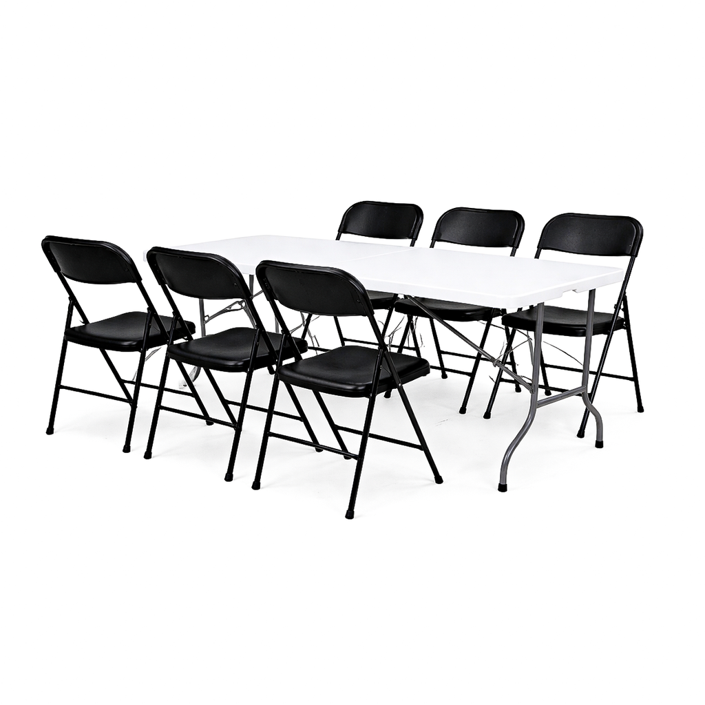 Paquete 6 Sillas Plegables Negras Plástico Resistentes