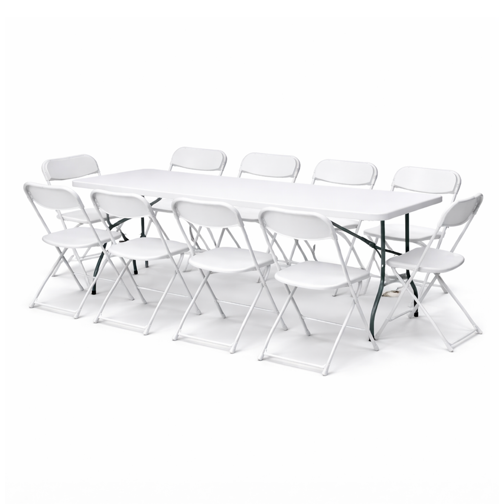 Paquete 10 Sillas Plegables Blancas Plástico Resistentes