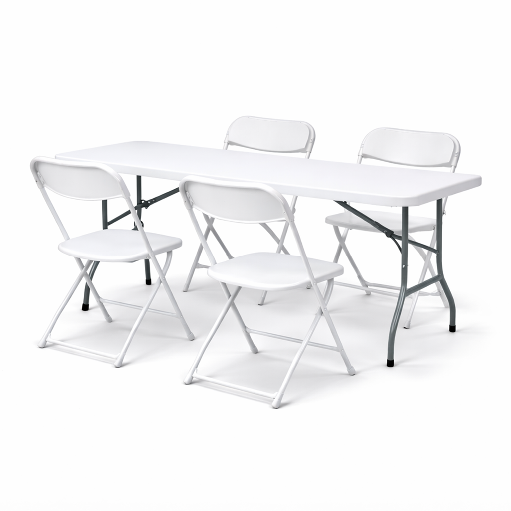 Paquete 4 Sillas Plegables Blancas Plástico Resistentes