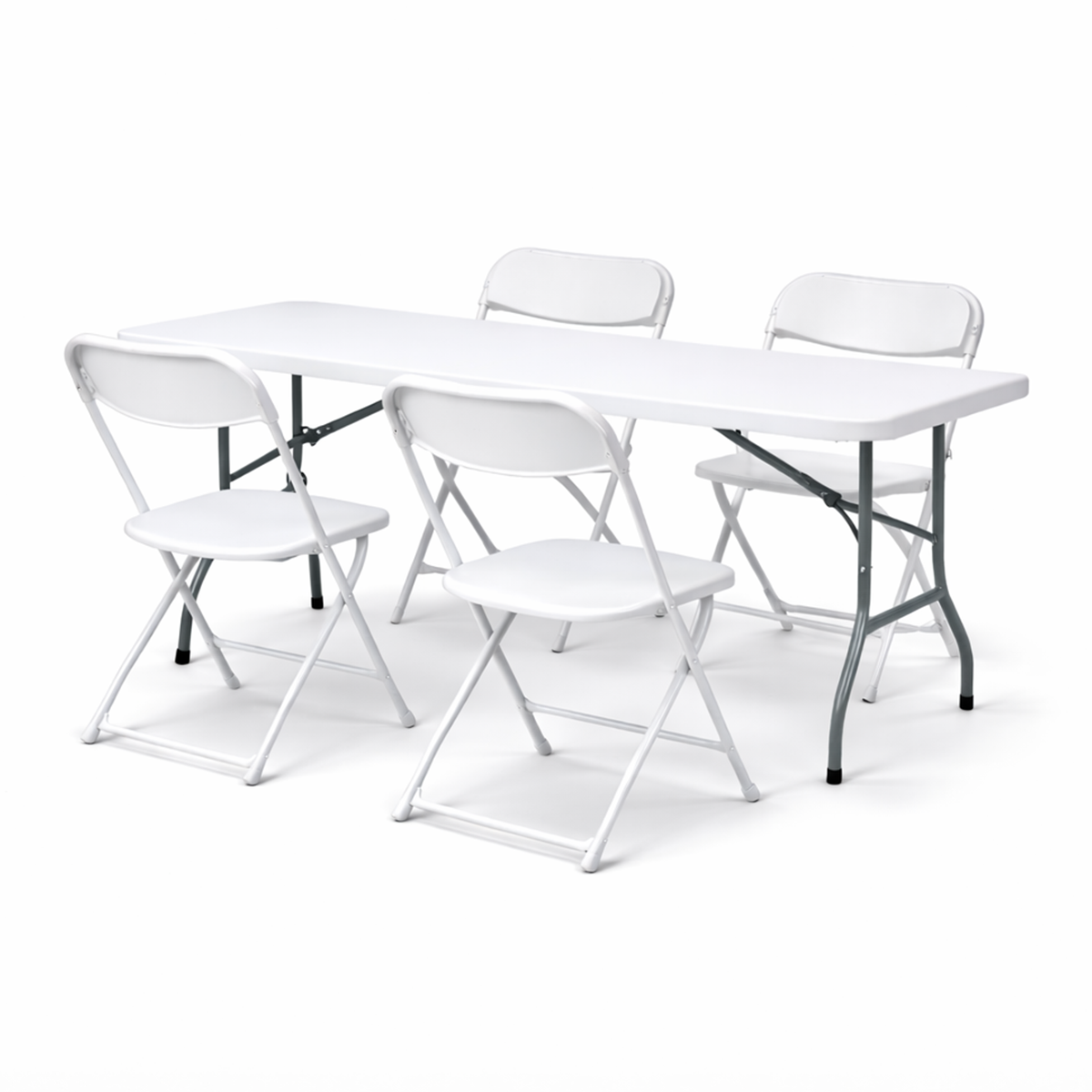 Paquete 4 Sillas Plegables Blancas Plástico Resistentes