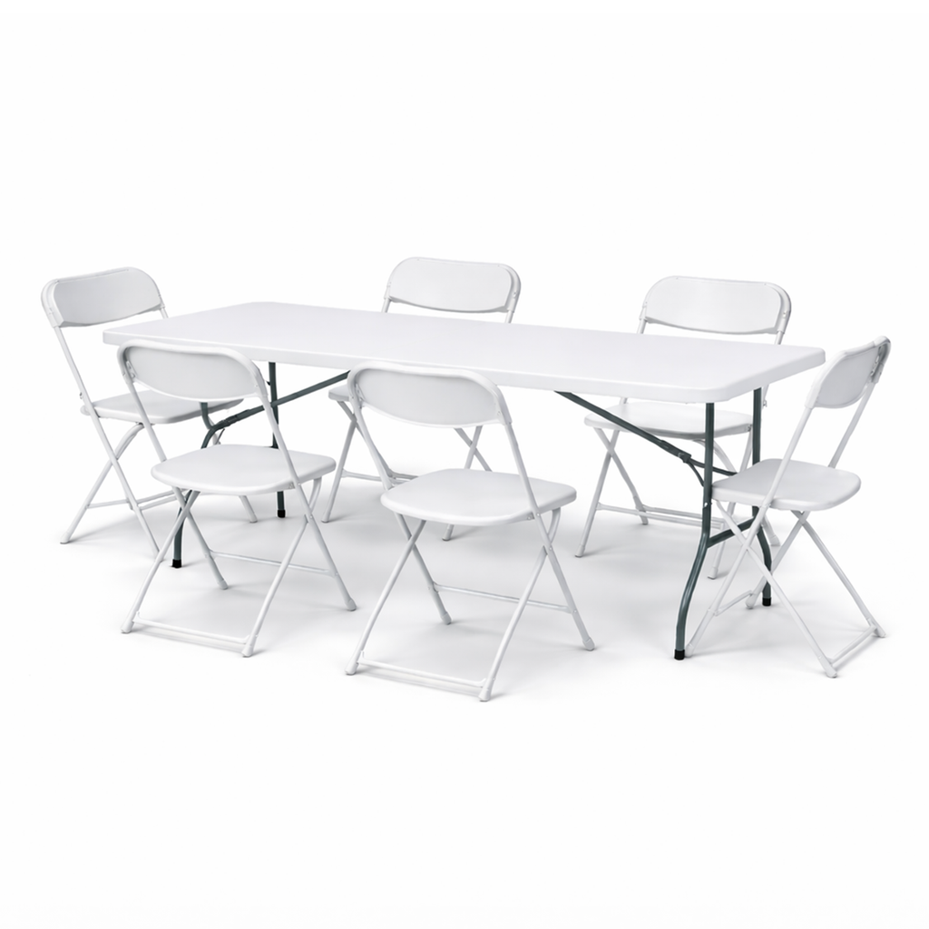 Paquete 6 Sillas Plegables Blancas Plástico Resistentes
