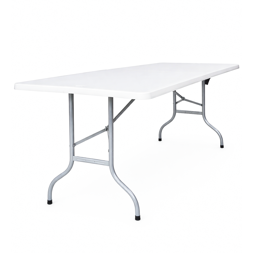 Mesa Plegable Portátil 1.80m Blanco Plástico Rectangular para Jardín y Eventos